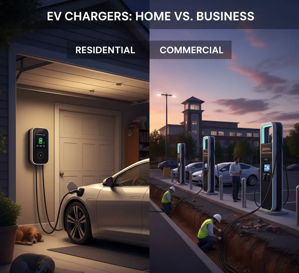 ev chargers commercial vs residential