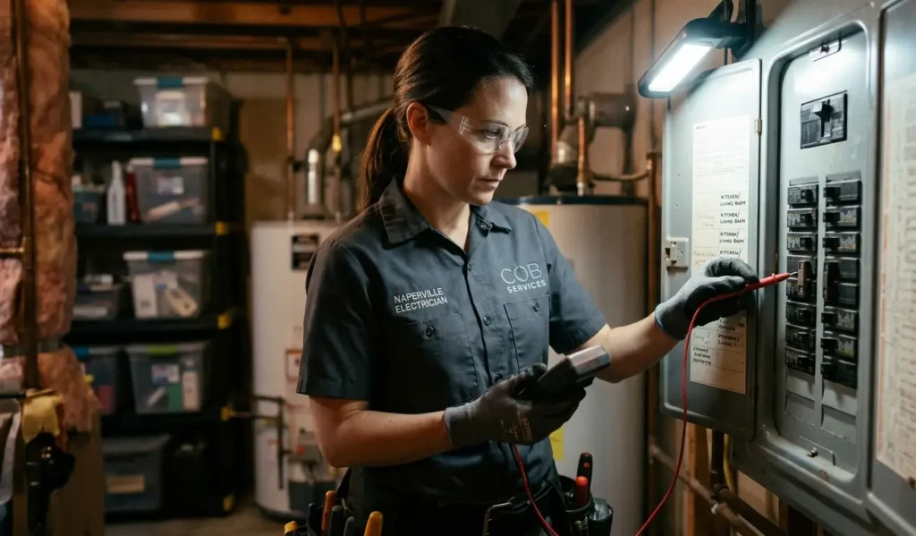 electricians fixing a breaker