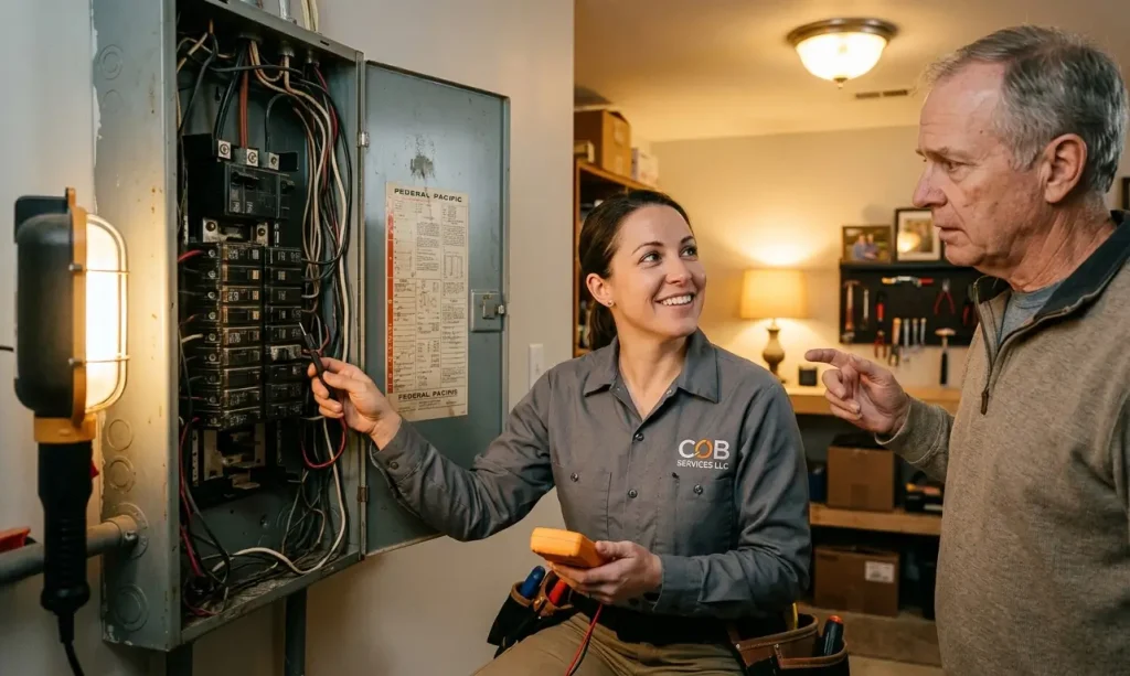 old electrical panel in Naperville home