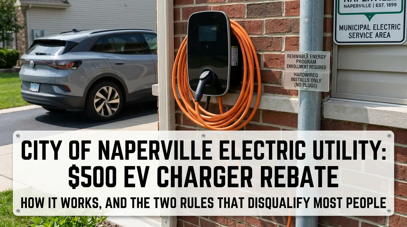 Naperville’s $500 EV charger rebate: how it works, and the two rules that disqualify most people
